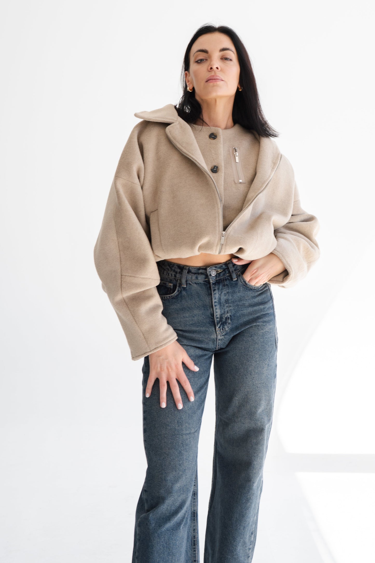 CHAMPAGNE ASYMMETRICAL DOUBLE JACKET
