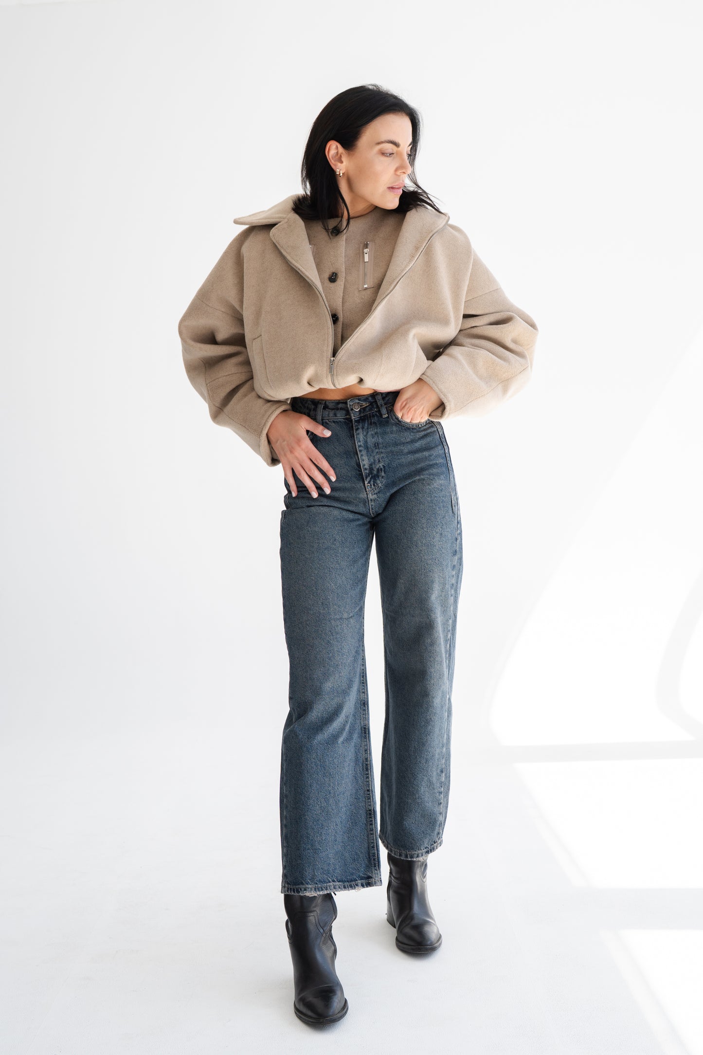 CHAMPAGNE ASYMMETRICAL DOUBLE JACKET