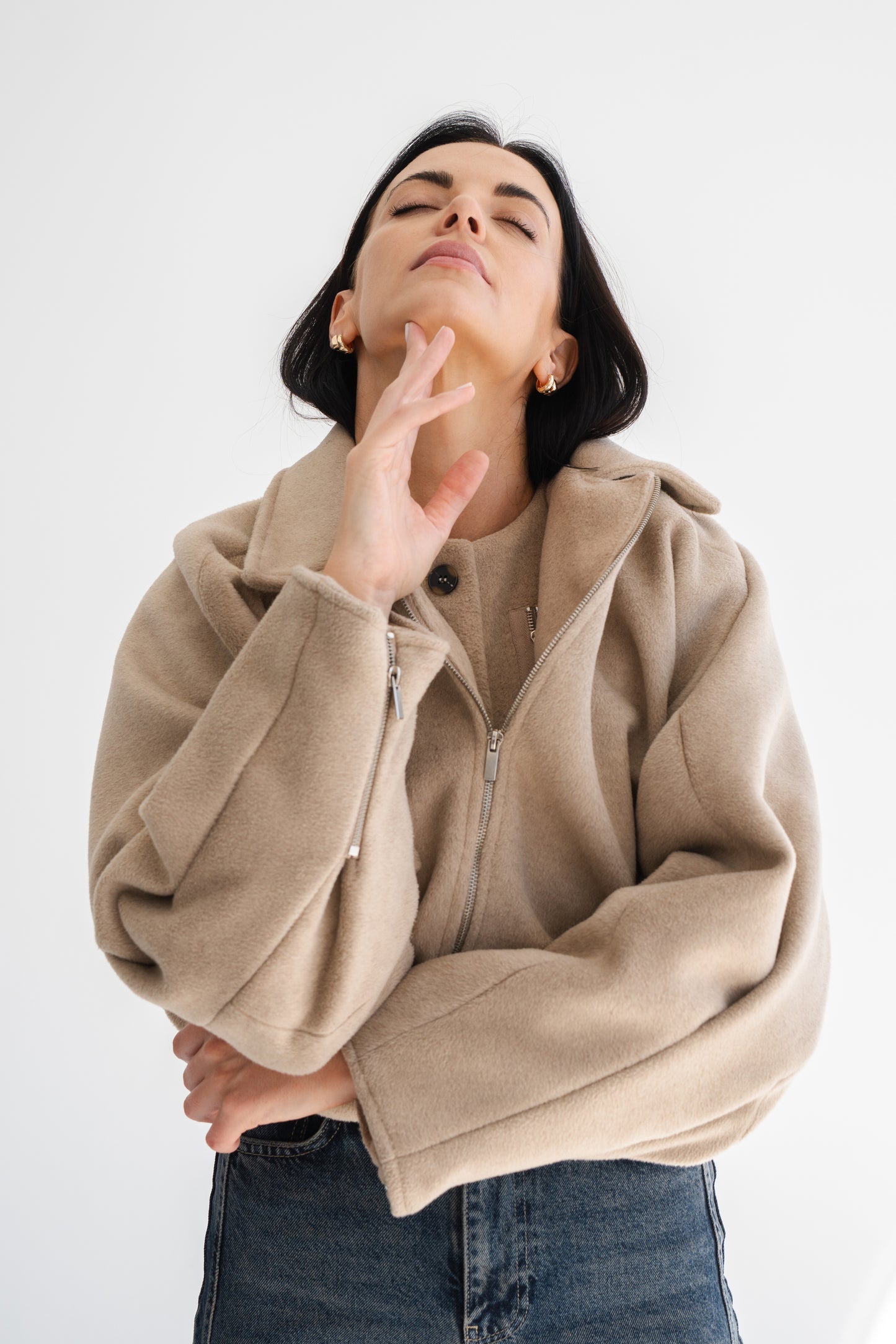 CHAMPAGNE ASYMMETRICAL DOUBLE JACKET