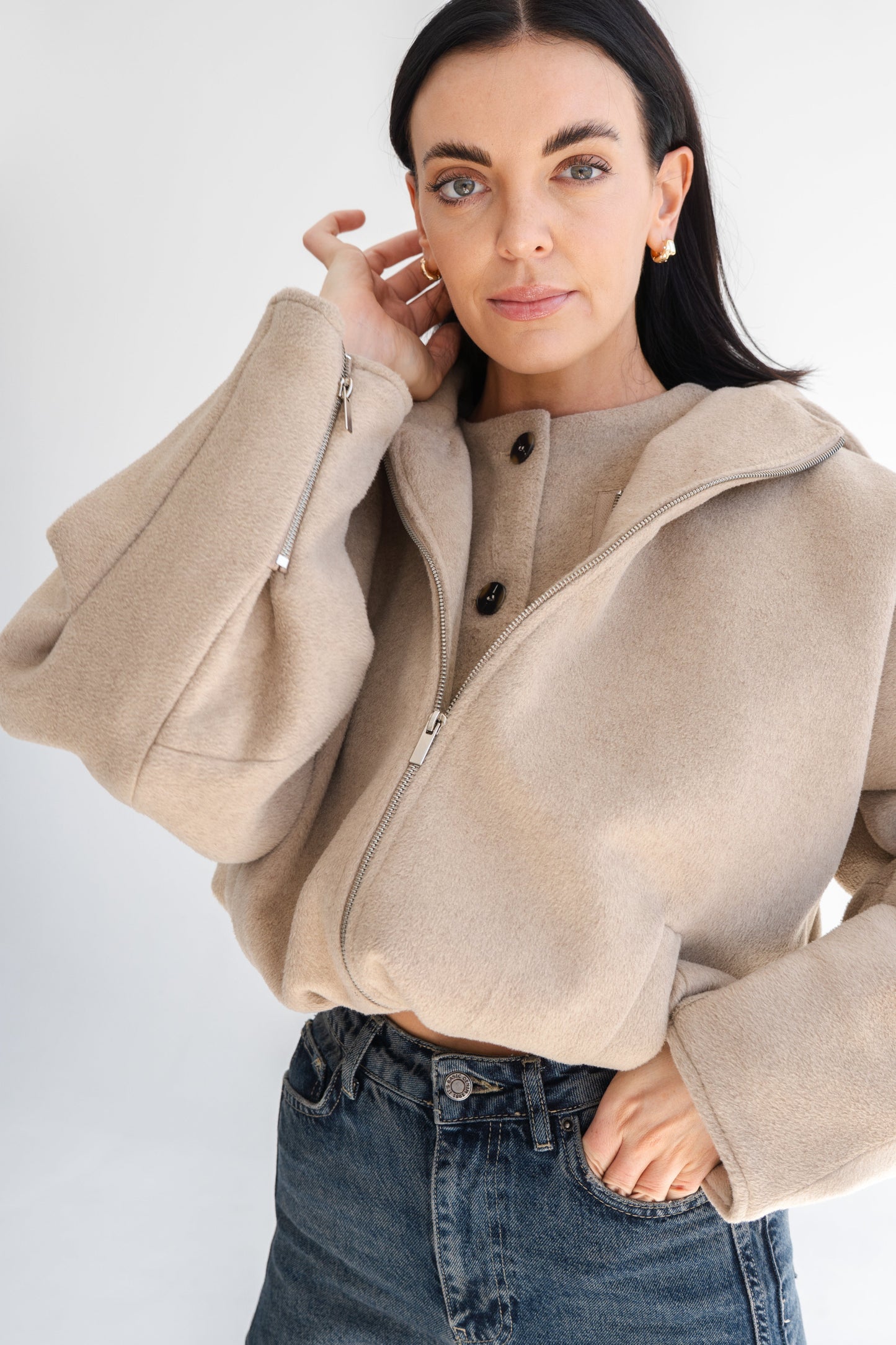 CHAMPAGNE ASYMMETRICAL DOUBLE JACKET