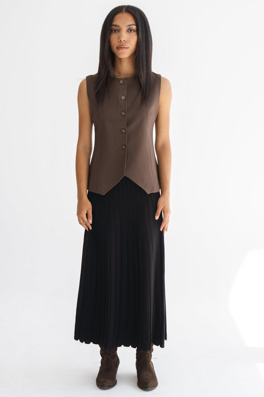 PLEATED KNIT SKIRT WITH SHIMMER DETAIL