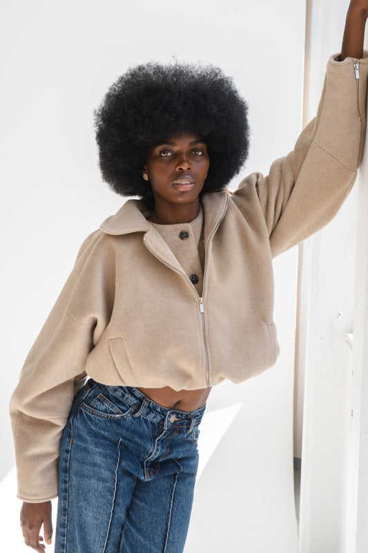 CHAMPAGNE ASYMMETRICAL DOUBLE JACKET