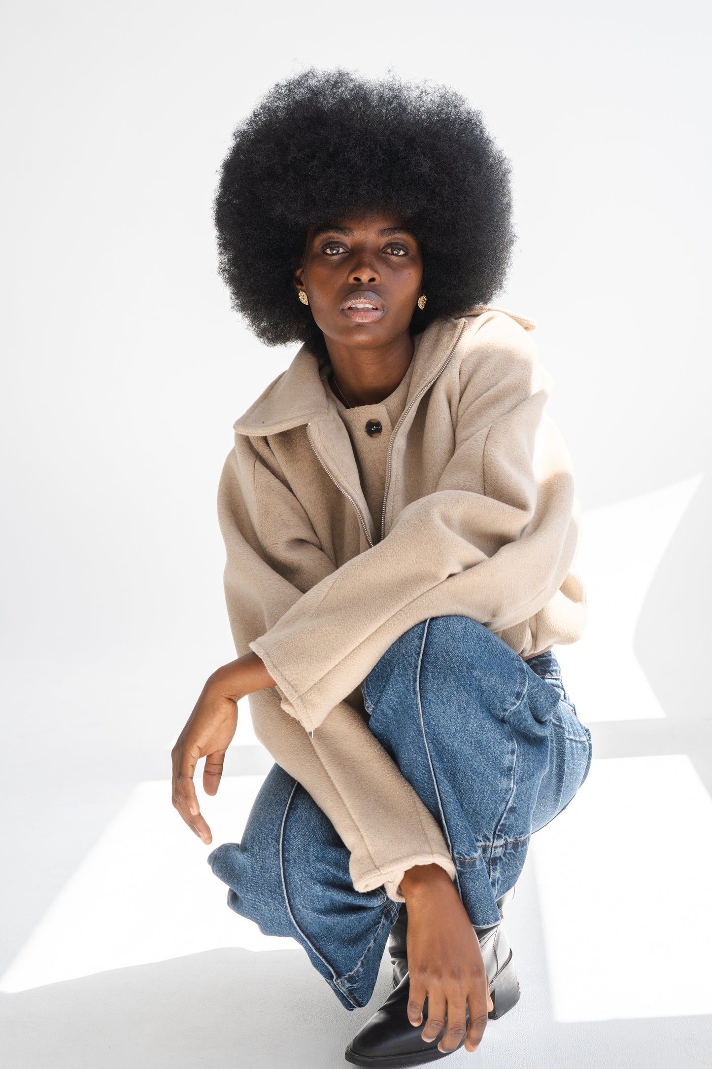 CHAMPAGNE ASYMMETRICAL DOUBLE JACKET