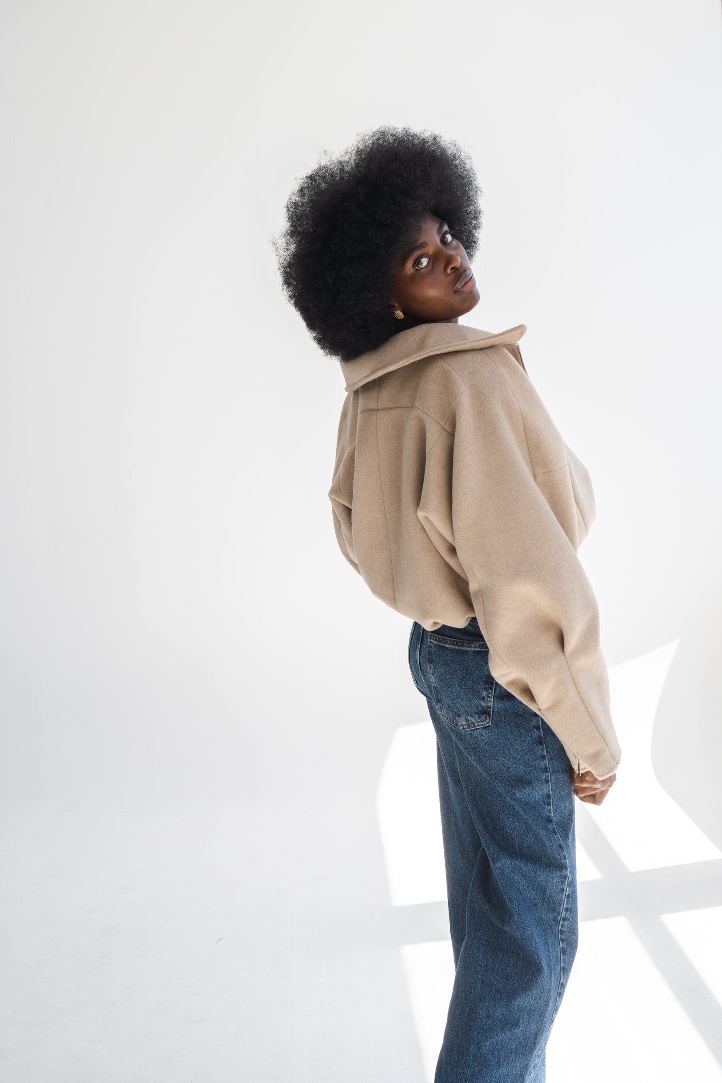 CHAMPAGNE ASYMMETRICAL DOUBLE JACKET