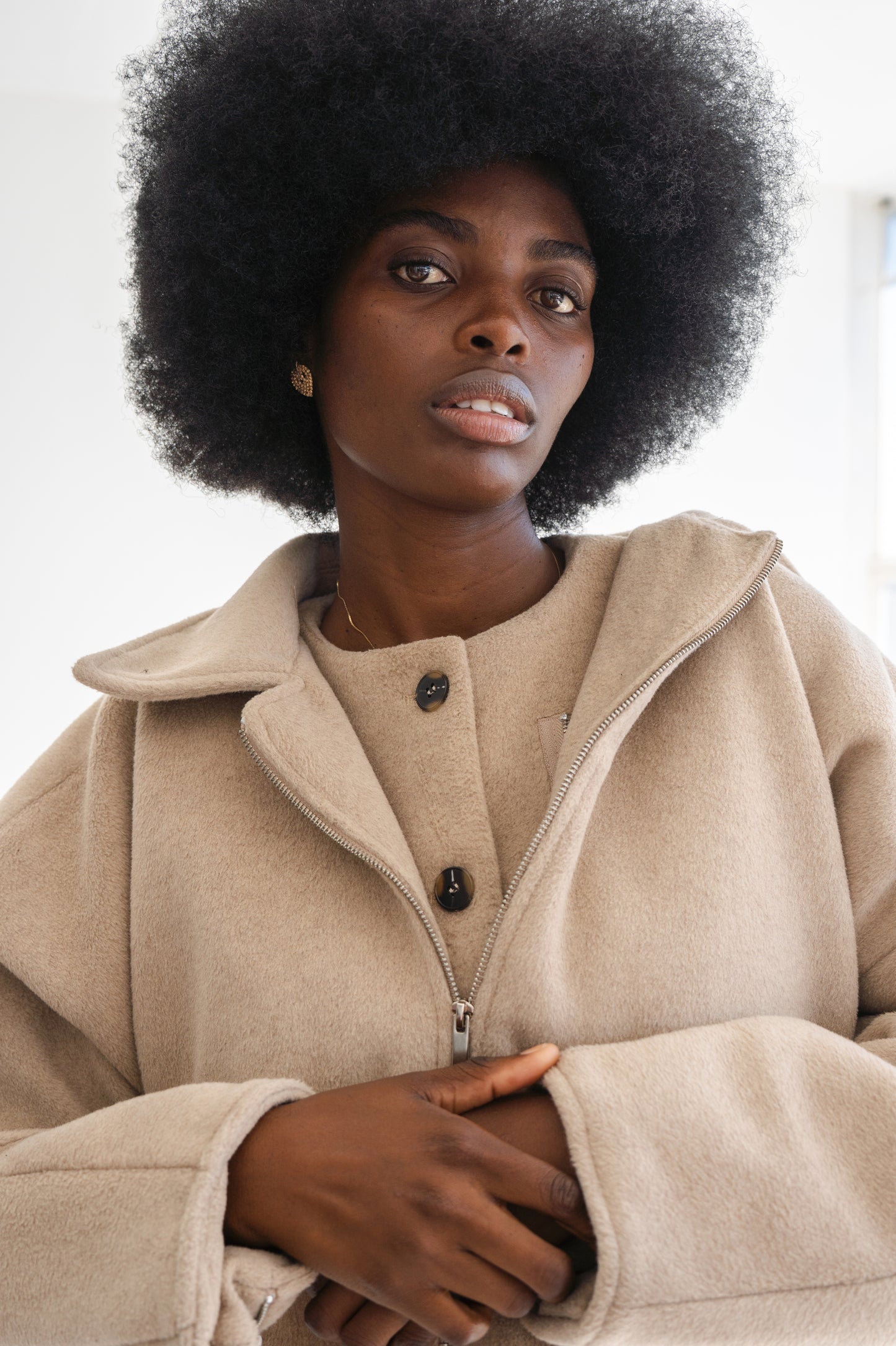 CHAMPAGNE ASYMMETRICAL DOUBLE JACKET