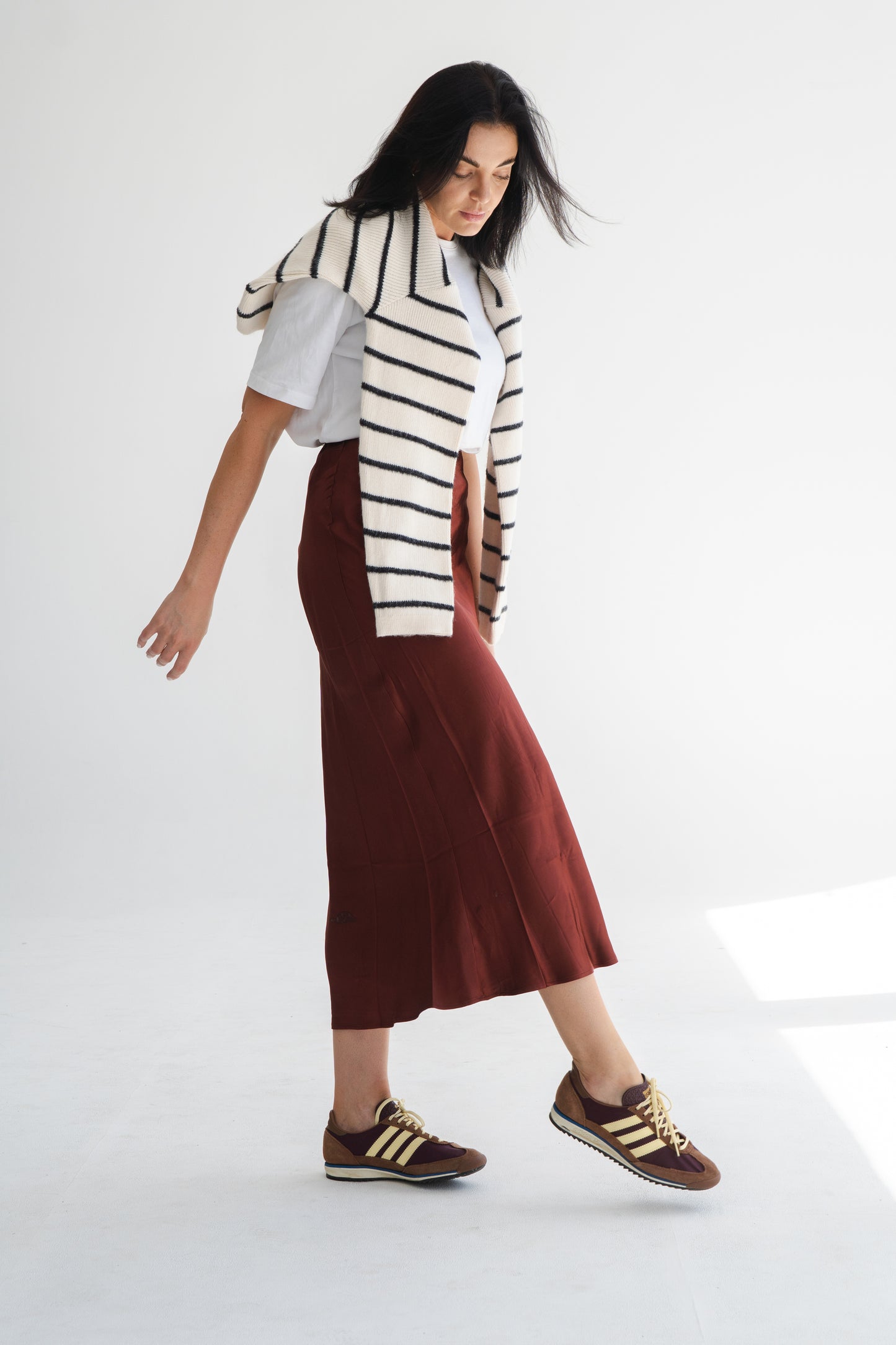 MAROON SATIN SKIRT