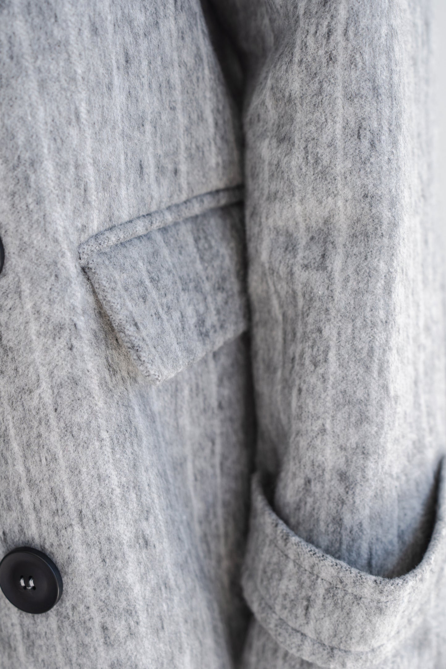 LONG GREY COAT WITH PIN STRIPES