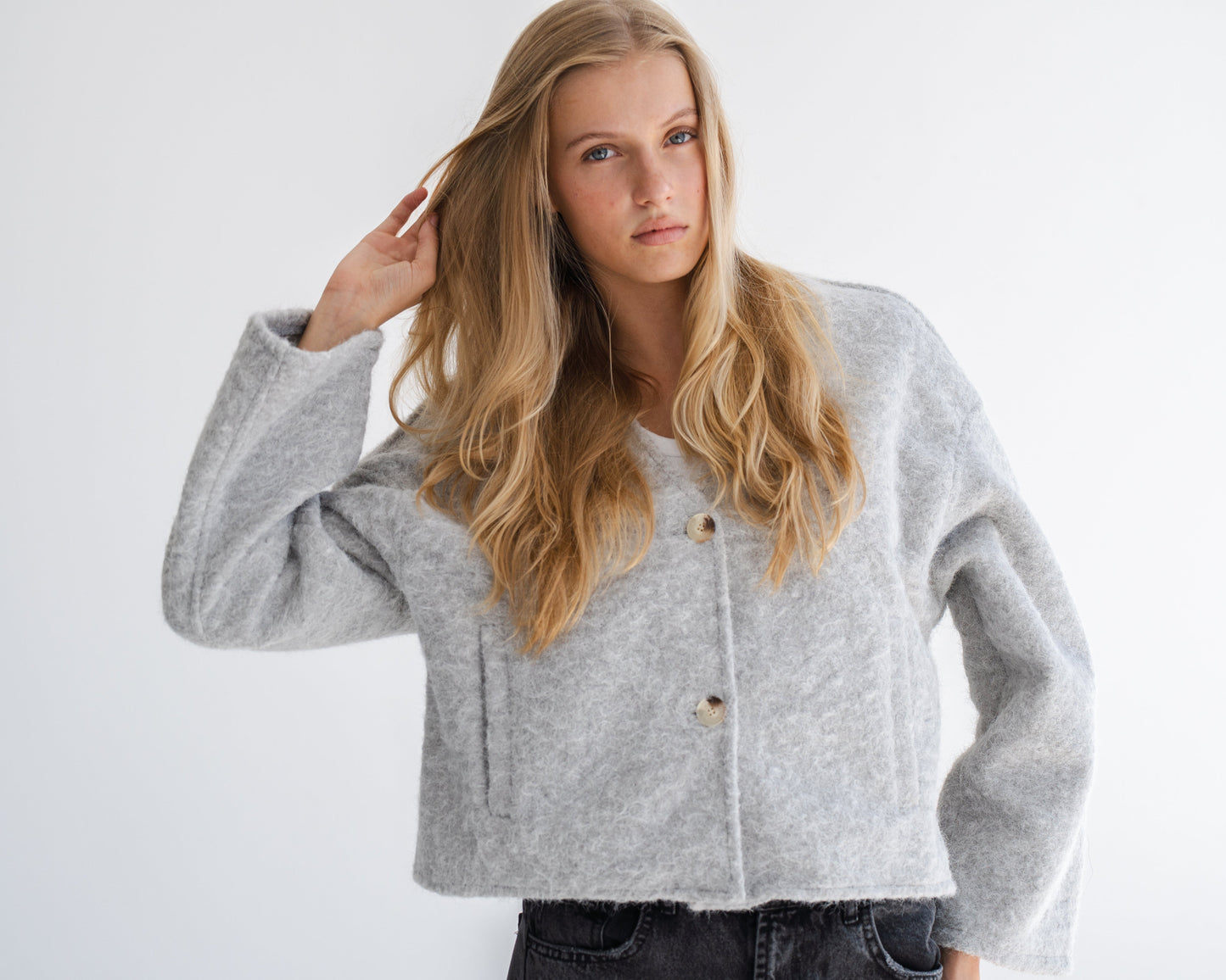 GREY WOOL CHANEL BOMBER