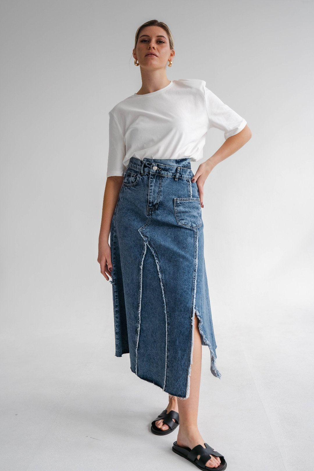 ASYMMETRICAL DENIM SKIRT STAVVI