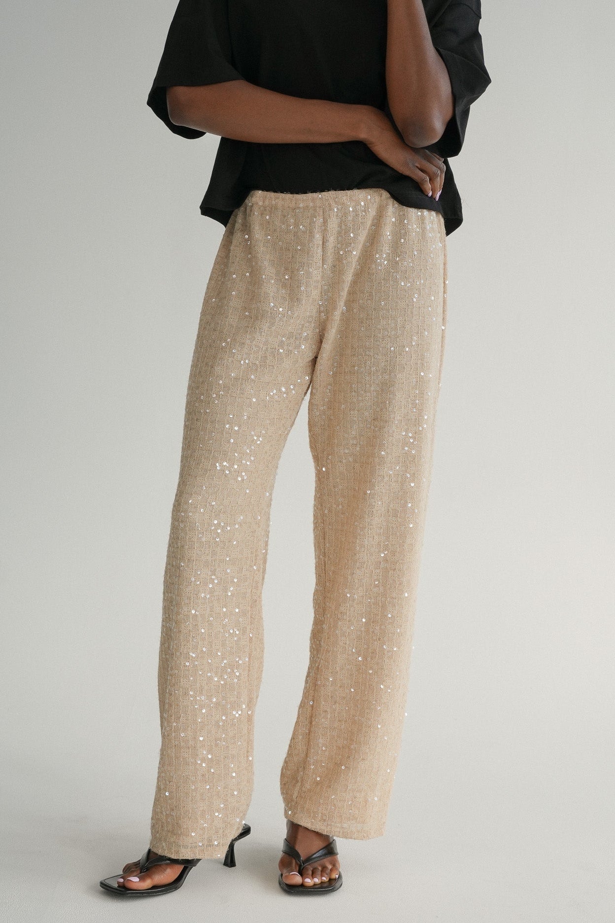 The Sienna Trousers in Champagne Sequin
