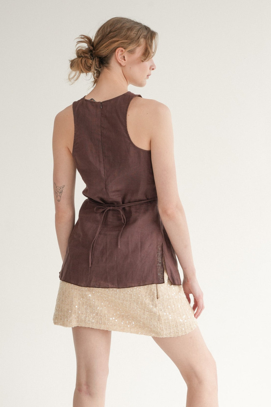The Lucent Mini Skirt in Champagne Sequin