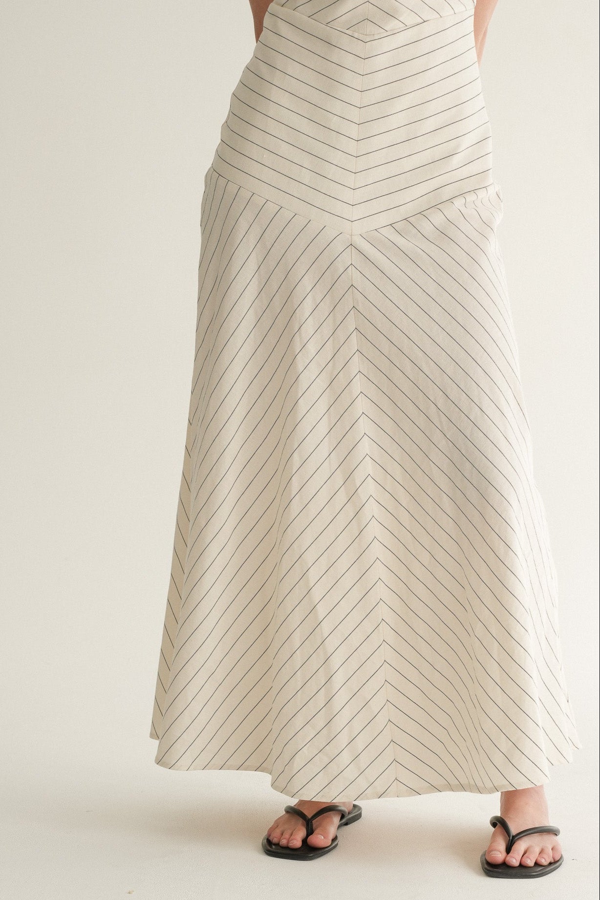The Selene Dress in Porcelain Stripe
