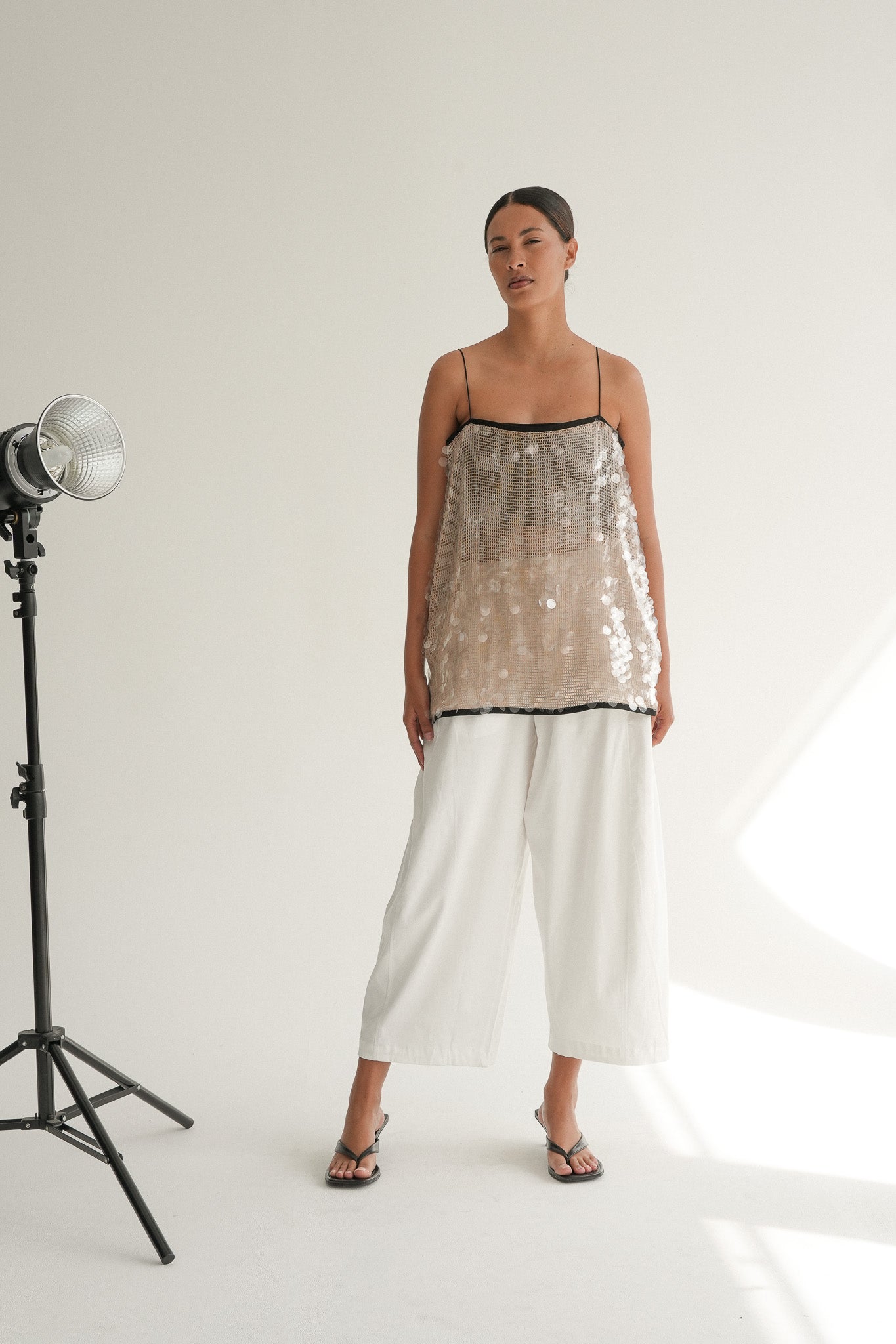 The Gaia Top in Champagne Mermaid Sequin