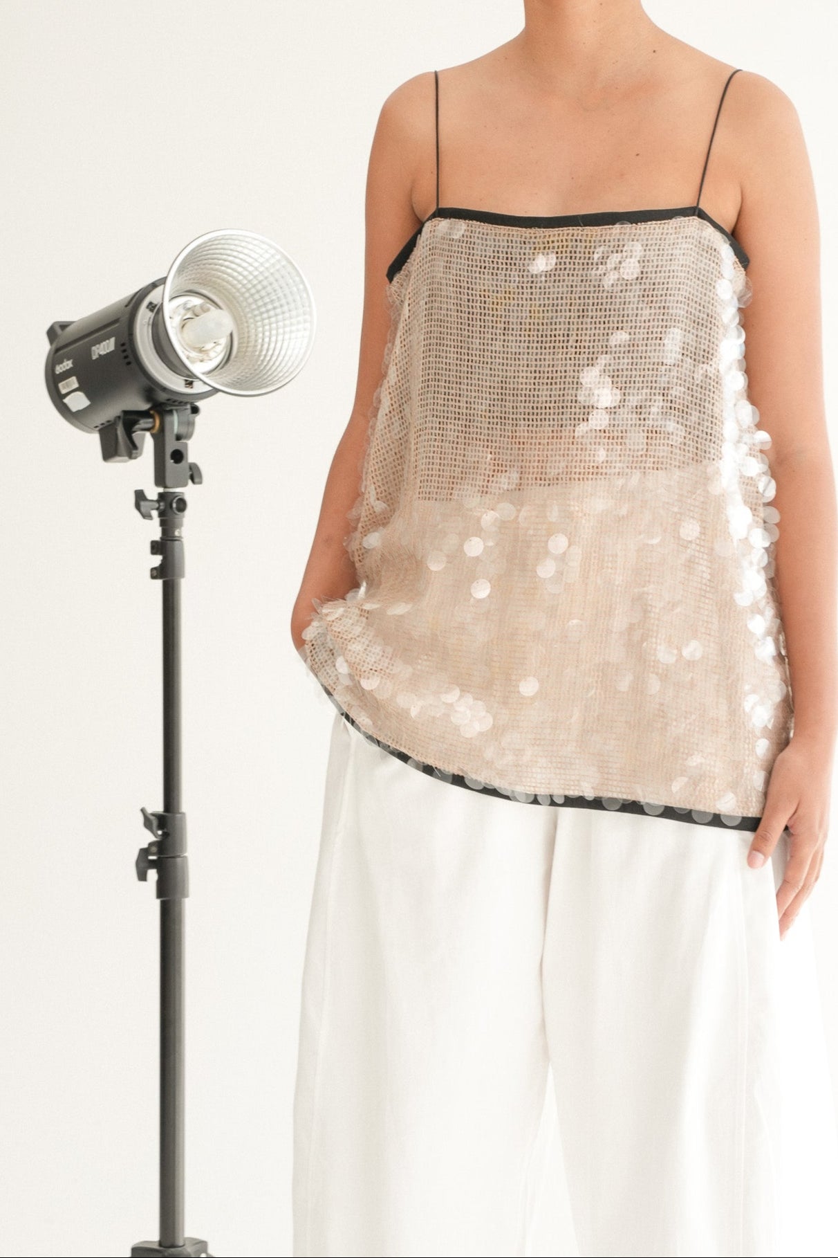 The Gaia Top in Champagne Mermaid Sequin