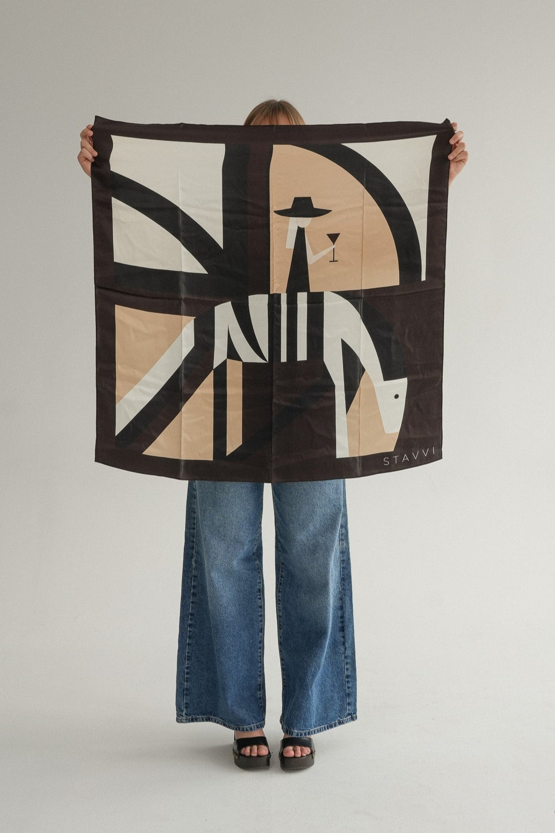 The Stavvi Silk Scarf in Espresso Martini