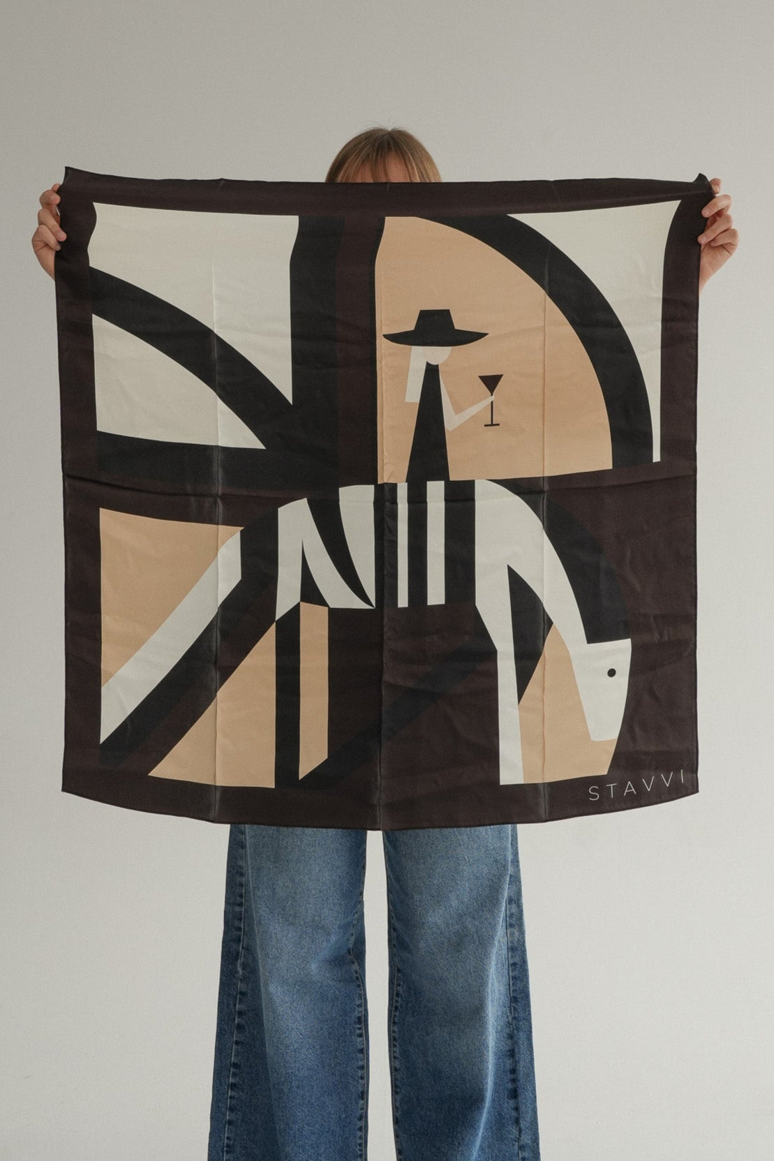 The Stavvi Silk Scarf in Espresso Martini