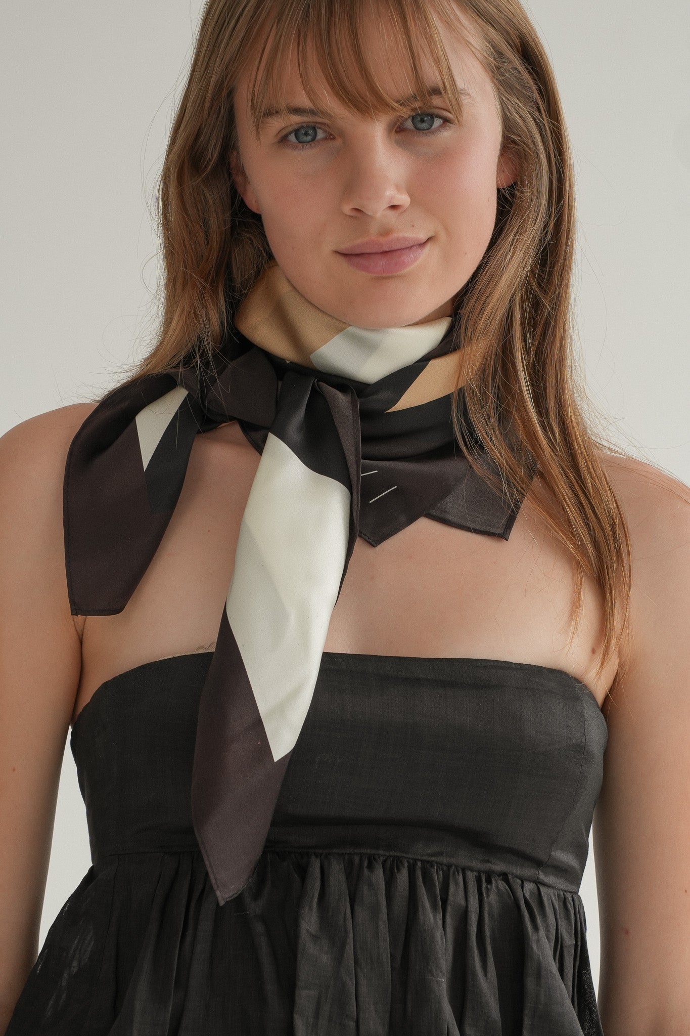 The Stavvi Silk Scarf in Espresso Martini
