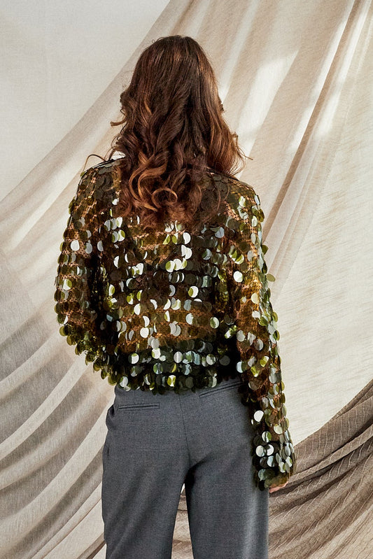 Moss Sequin Top
