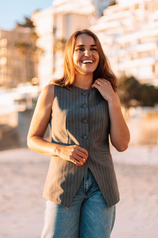 GREY PINSTRIPE WAISTCOAT