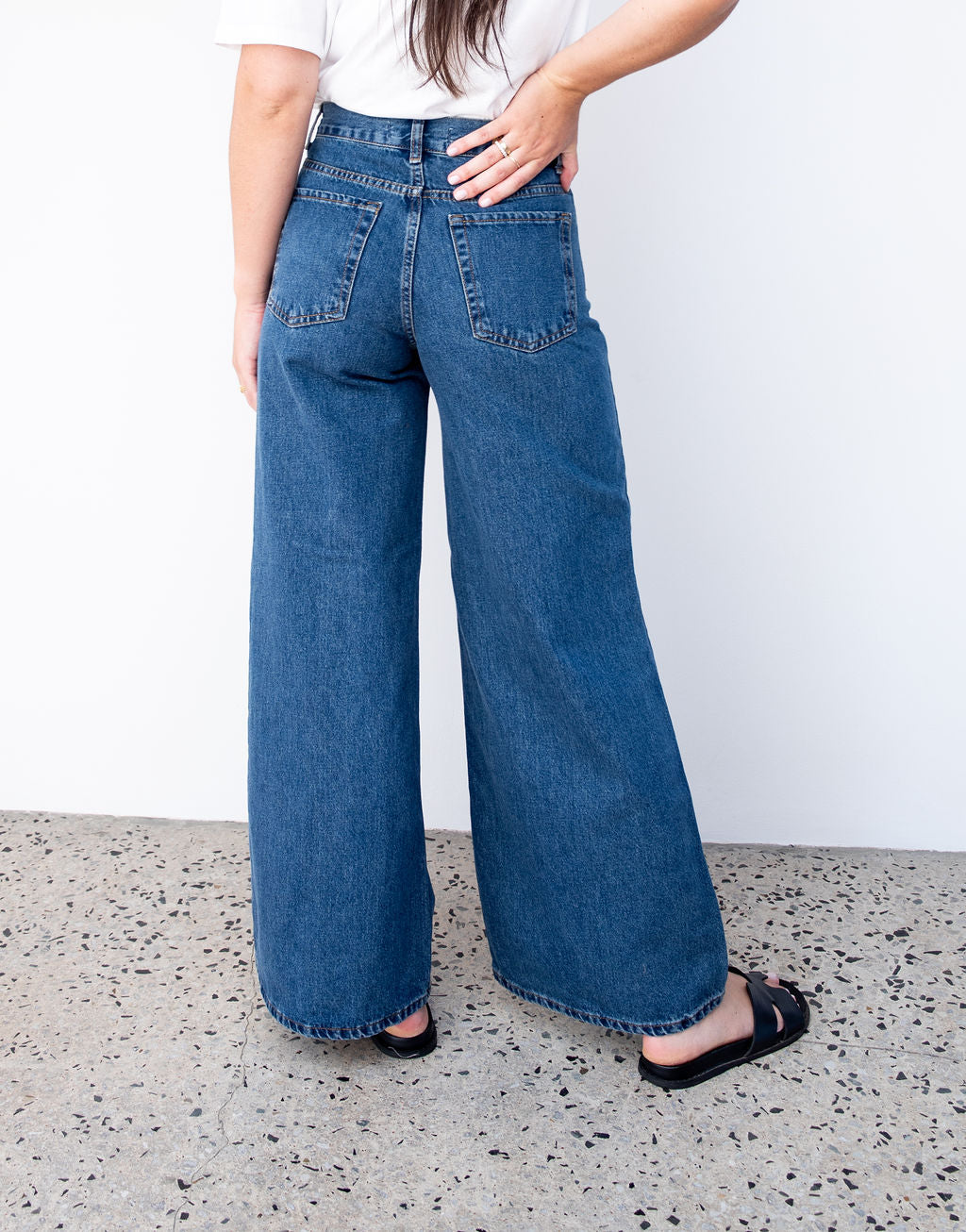 DARK BLUE WIDE LEG JEANS