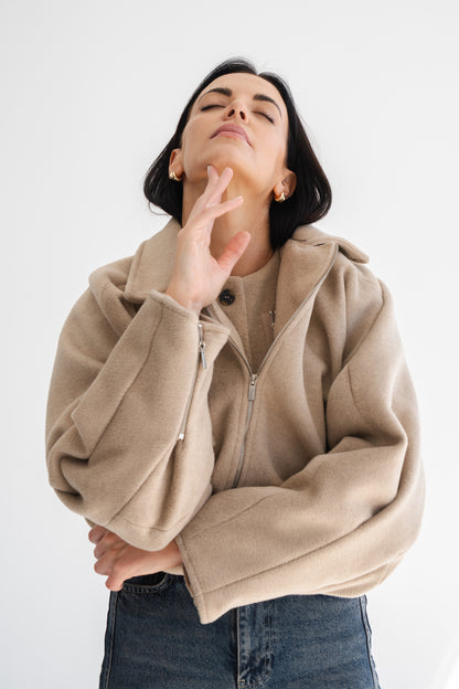 CHAMPAGNE ASYMMETRICAL DOUBLE JACKET