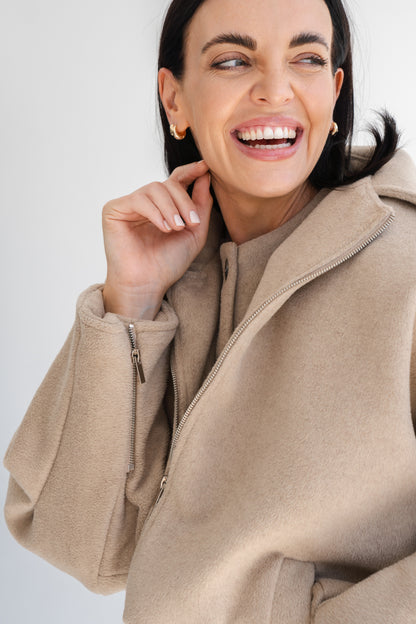 CHAMPAGNE ASYMMETRICAL DOUBLE JACKET