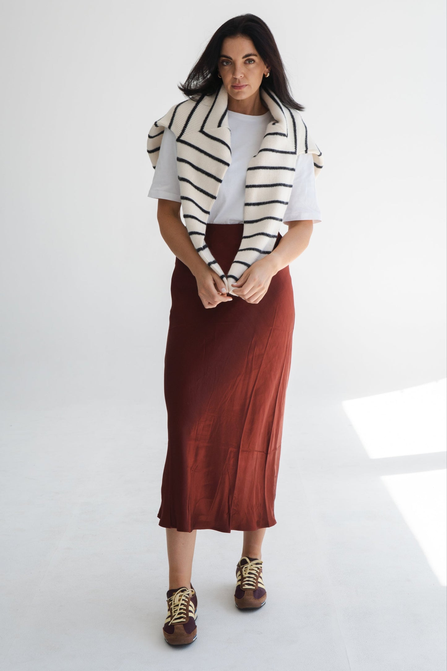 MAROON SATIN SKIRT