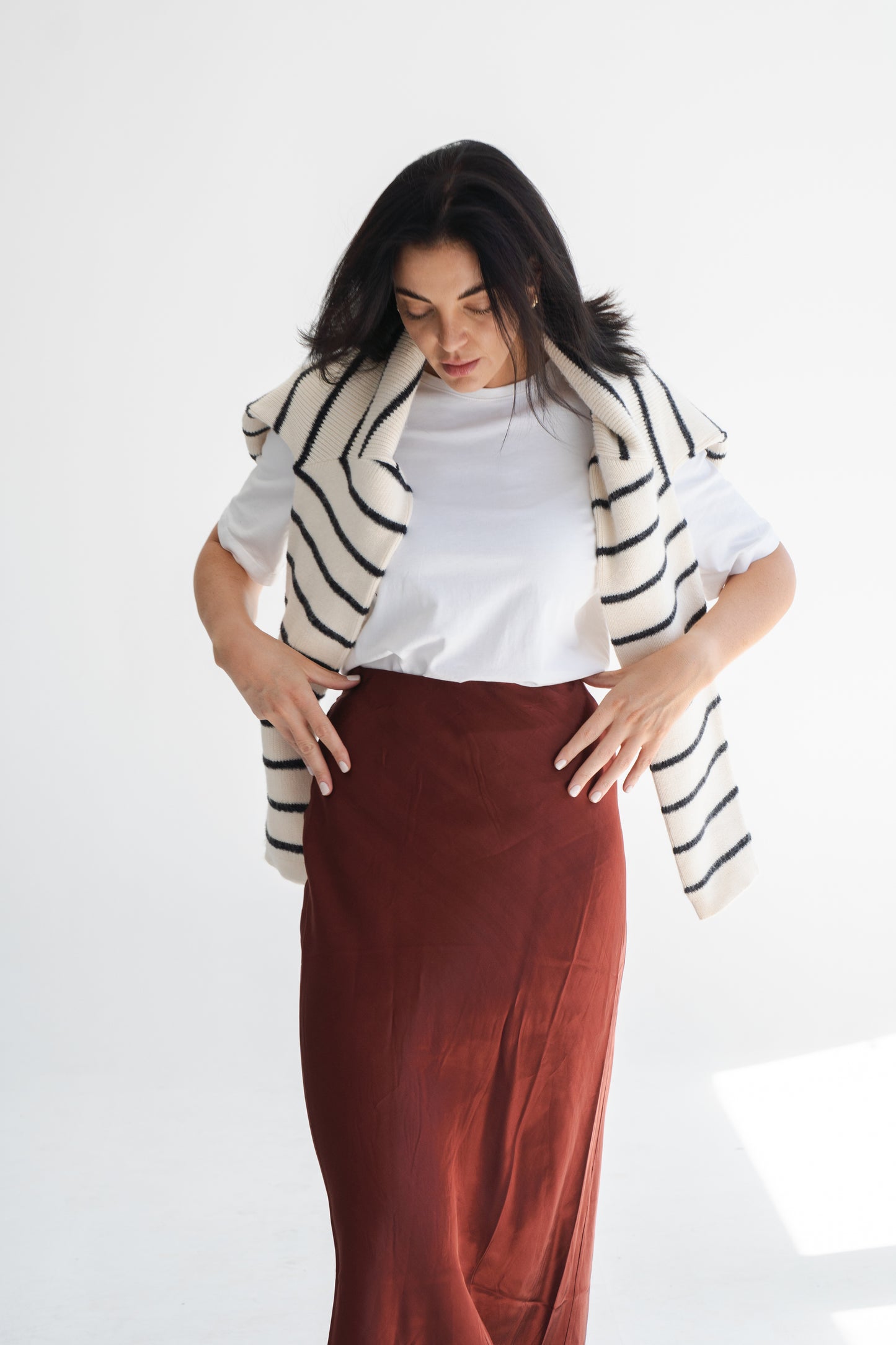 MAROON SATIN SKIRT