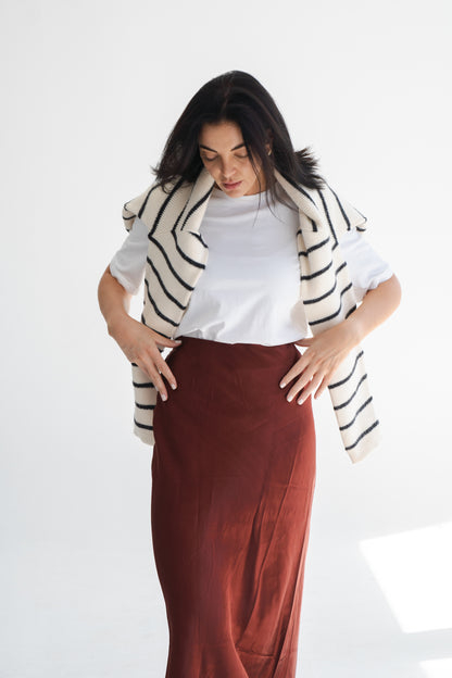 MAROON SATIN SKIRT