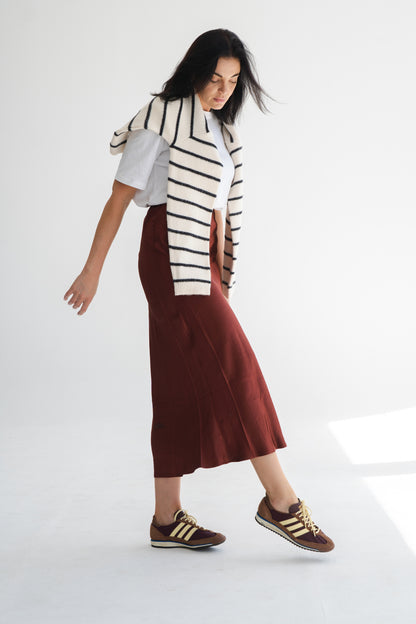 MAROON SATIN SKIRT