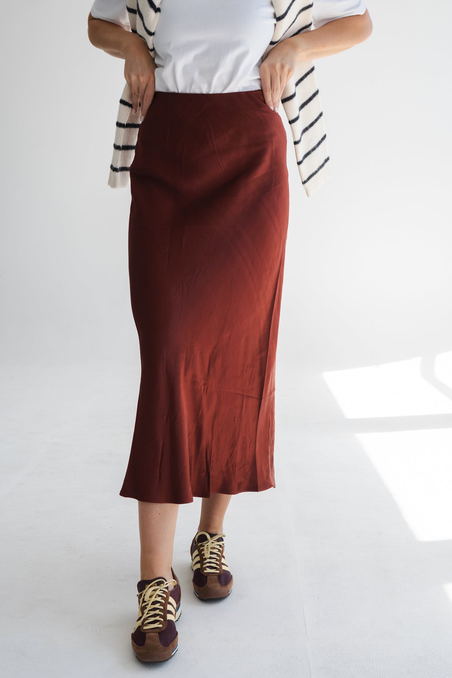MAROON SATIN SKIRT