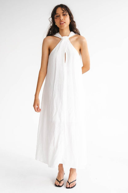 WHITE LINEN MAXI DRESS