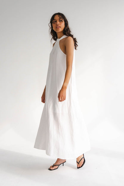 WHITE LINEN MAXI DRESS