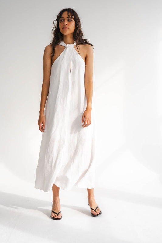 WHITE LINEN MAXI DRESS