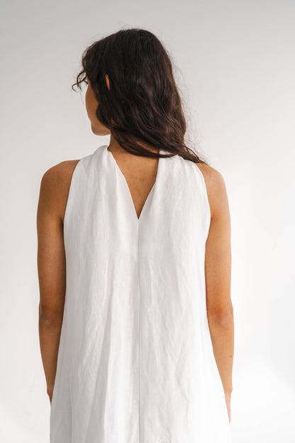 WHITE LINEN MAXI DRESS