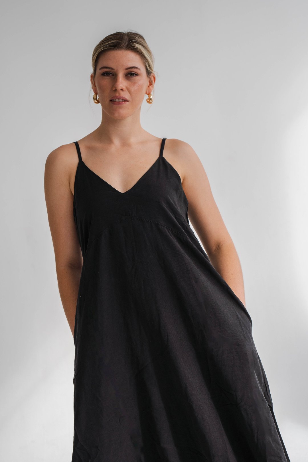 BLACK A-LINE MAXI DRESS