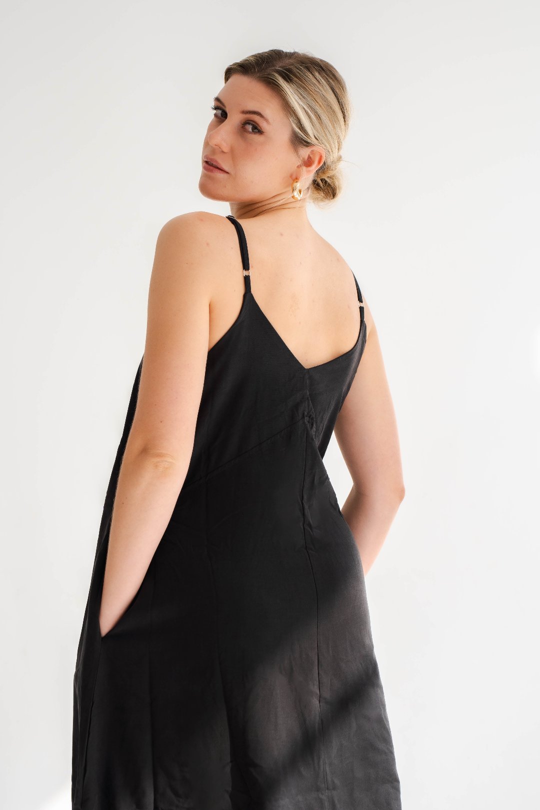 BLACK A-LINE MAXI DRESS