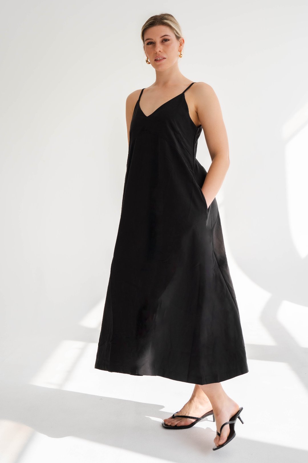 BLACK A-LINE MAXI DRESS