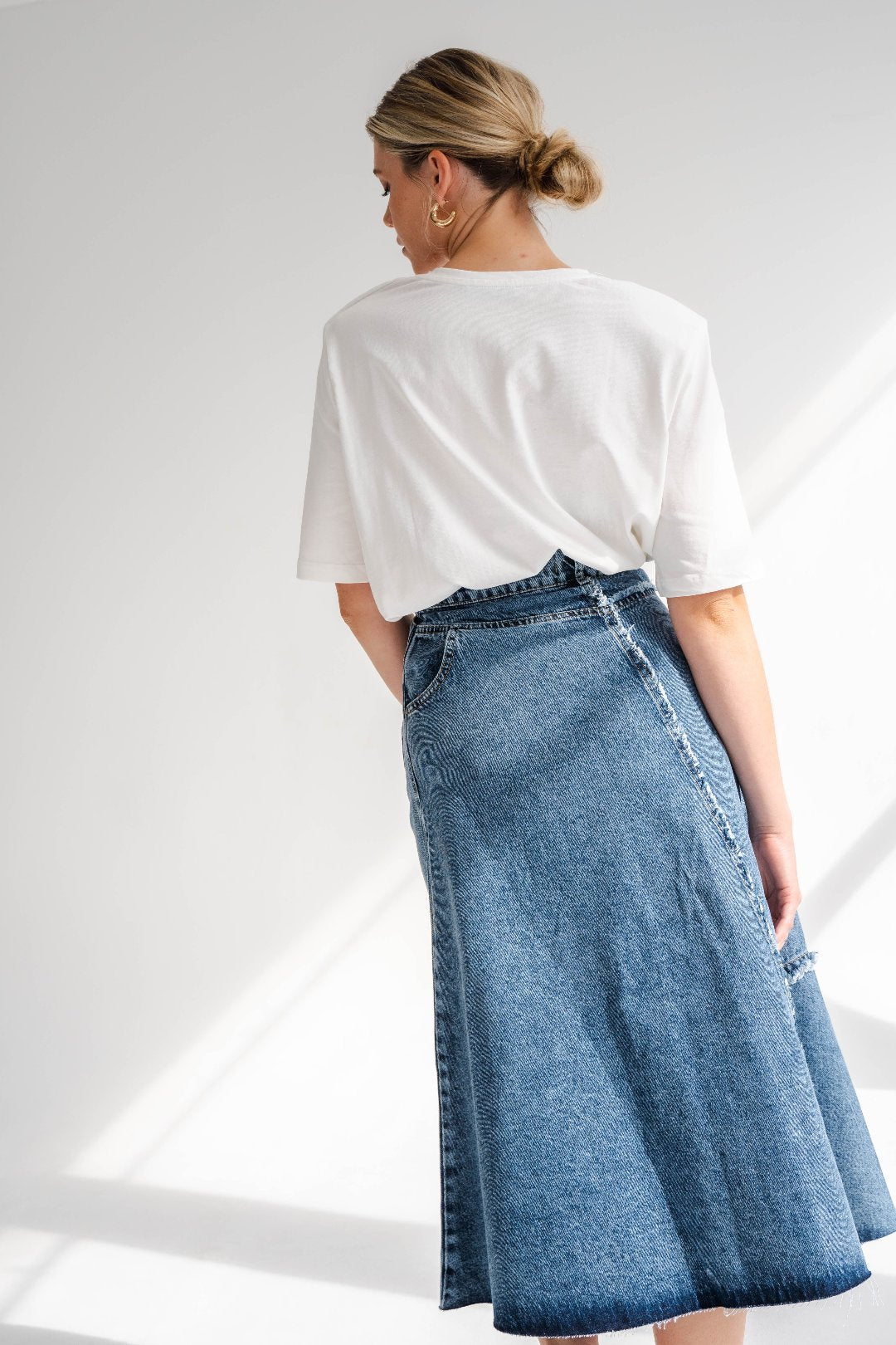 ASYMMETRICAL DENIM SKIRT