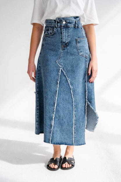 ASYMMETRICAL DENIM SKIRT