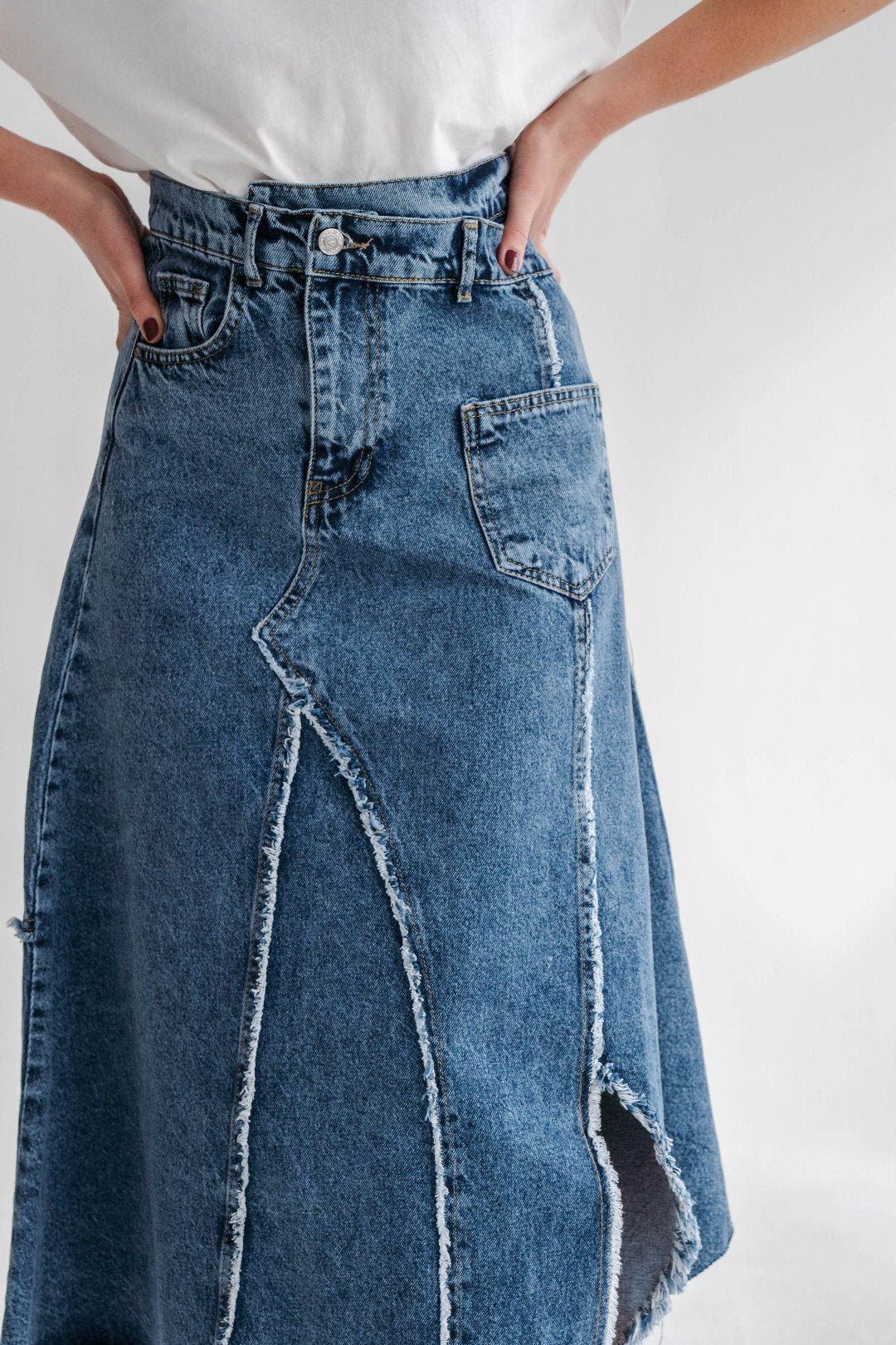 ASYMMETRICAL DENIM SKIRT