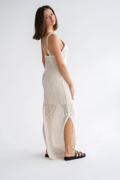 CROCHET MAXI DRESS WITH SLITS