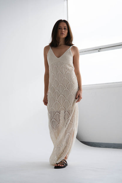 CROCHET MAXI DRESS WITH SLITS