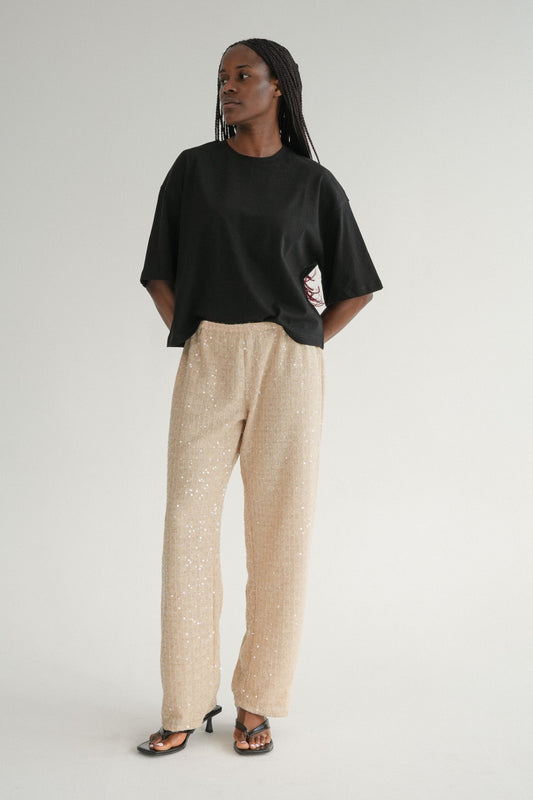 The Sienna Trousers in Champagne Sequin