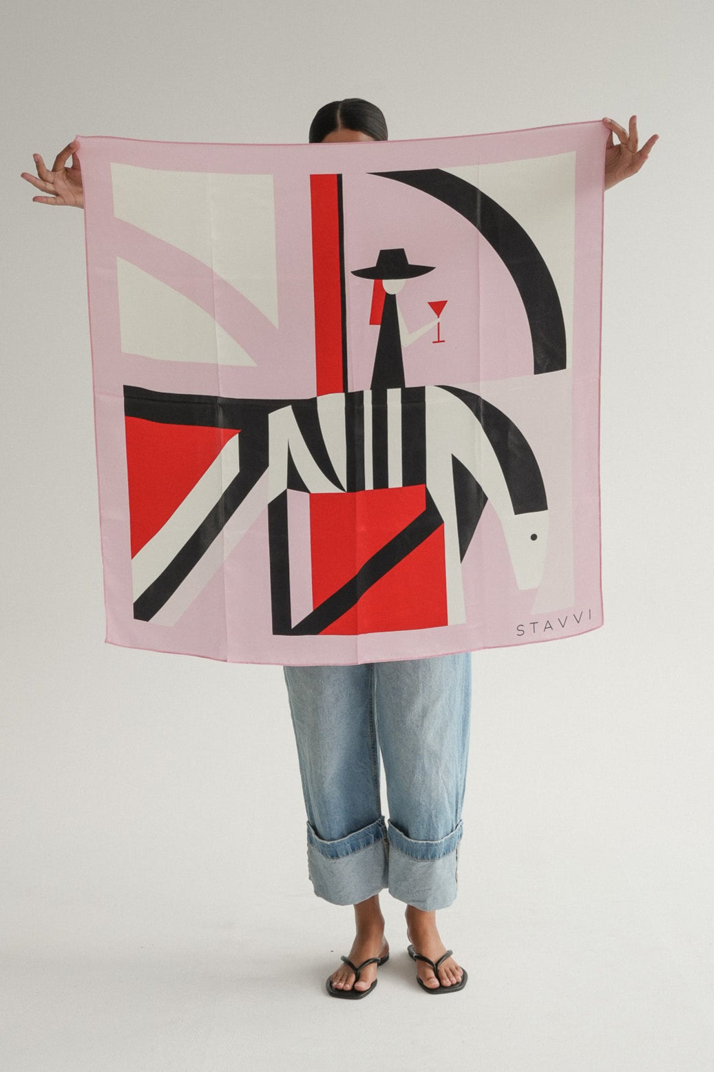 The Stavvi Silk Scarf in Rosé