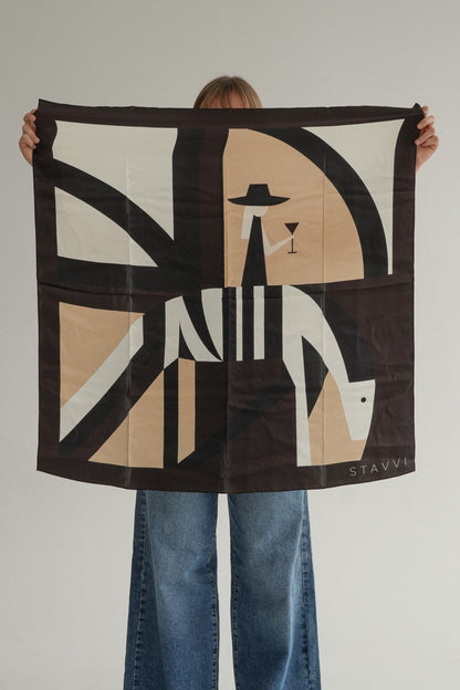The Stavvi Silk Scarf in Espresso Martini