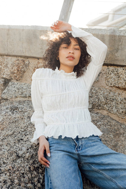 WHITE RUFFLE TOP