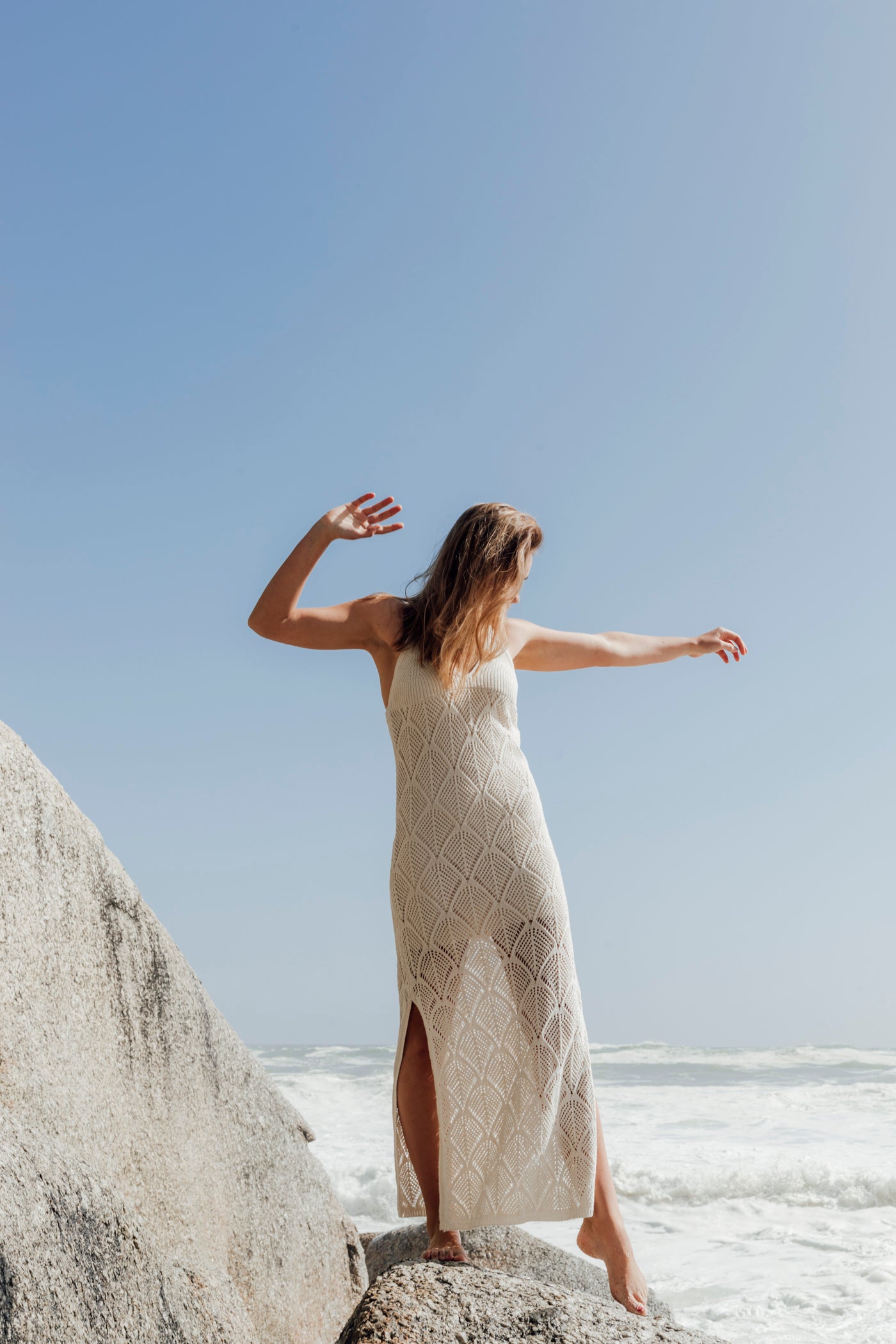 CROCHET MAXI DRESS WITH SLITS