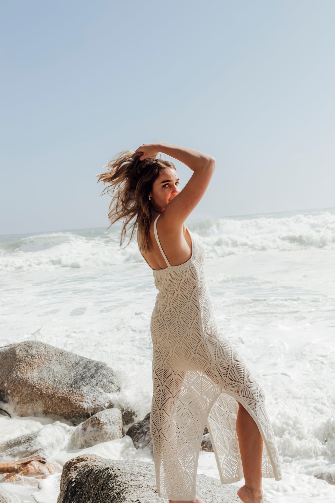 CROCHET MAXI DRESS WITH SLITS