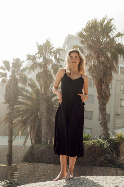 BLACK A-LINE MAXI DRESS